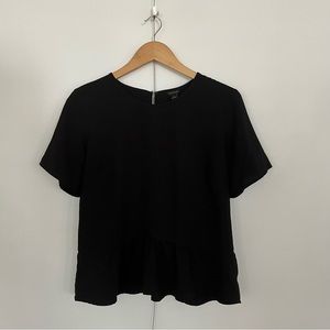 Ann Taylor | Black peplum short-sleeve blouse, Size medium